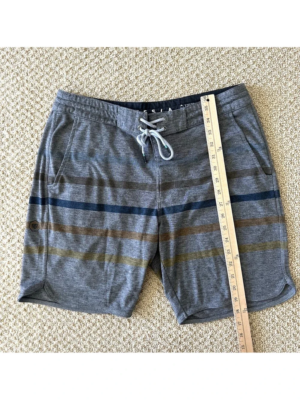 VISSLA  Boardshorts - Cool Gray  - Medium With Multi Color strips Nice